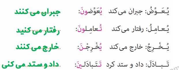 جواب صفحه ۵۵ درس چهارم عربی دهم