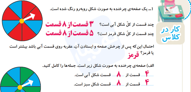 جواب کار در کلاس صفحه ۱۲۲ ریاضی دوم دبستان