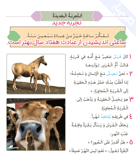 ترجمه درس چهارم عربی هشتم