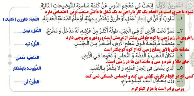 جواب تمرین صفحه ۲۸ عربی دوازدهم انسانی