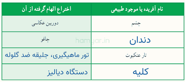 کار کلاسی صفحه ۵ کار و فناوری هفتم
