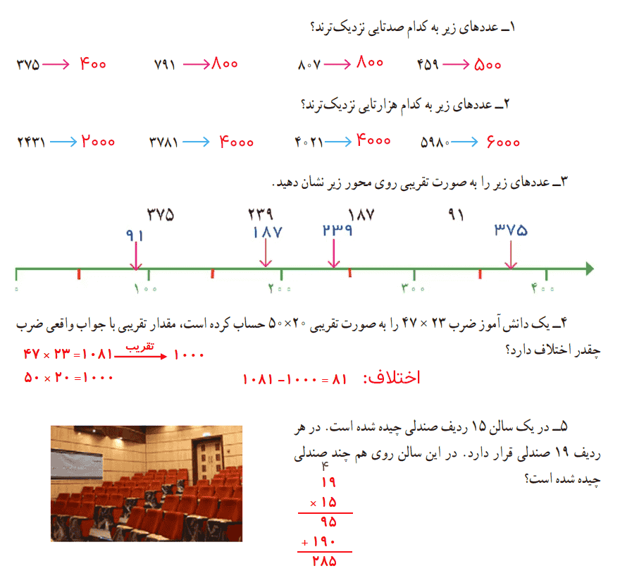 تمرین صفحه ۵۹ ریاضی چهارم