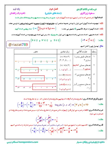 درسنامه و نکات کلیدی فصل ۲ ریاضی نهم